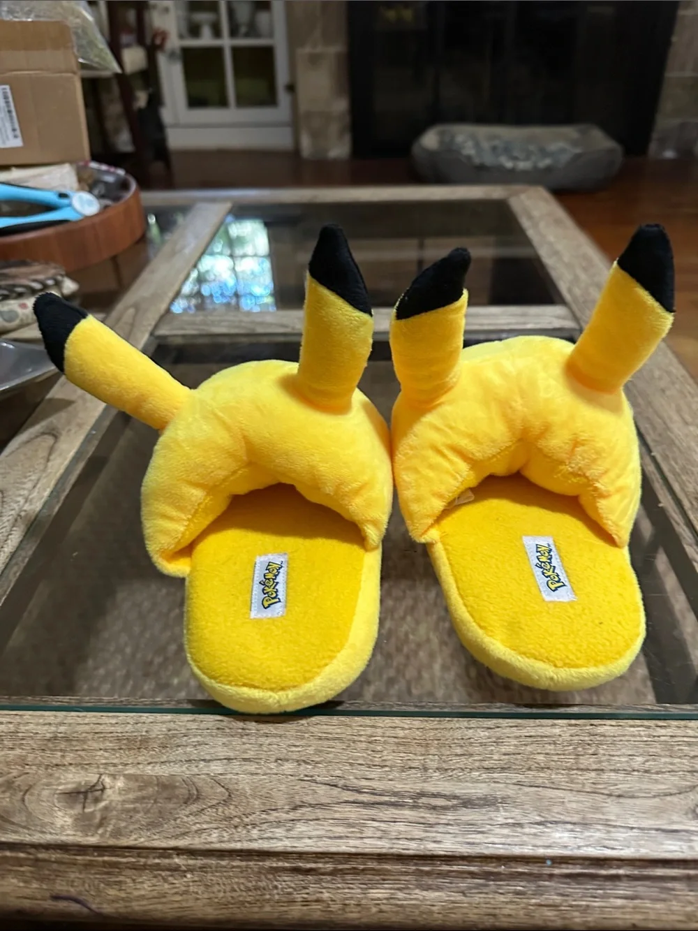 Pokemon Pikachu Plush Kids Slippers - Yellow with Black Tips
